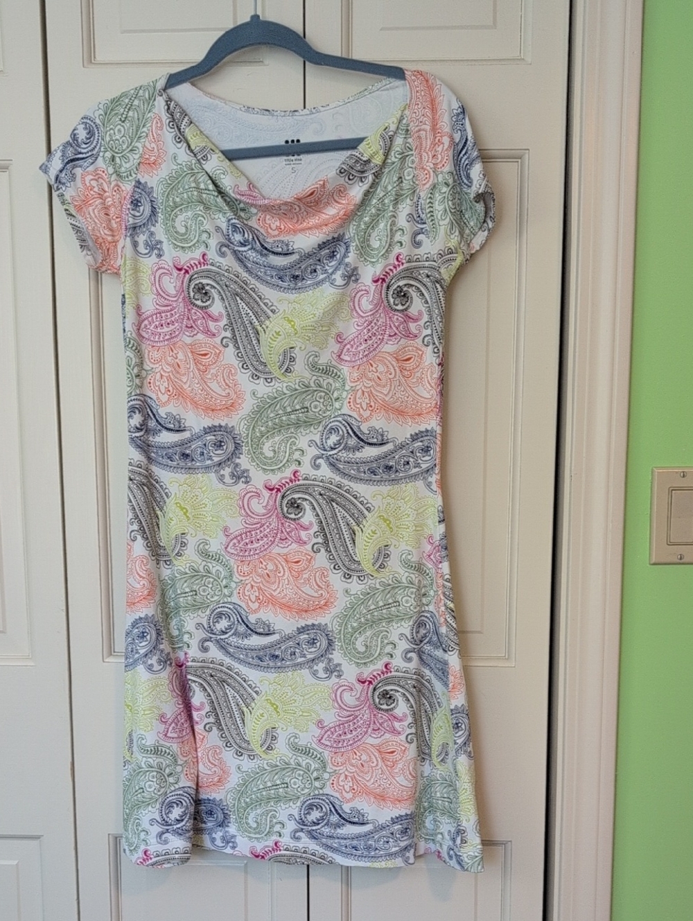 Paisley Cowl Neck Short Sleeve Dress - Multicolor